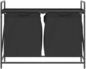 Kosz na pranie 2 przegrody z półką, czarny dąb 6