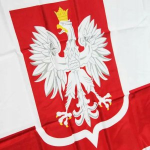 Flaga Polski z Godłem Orłem Orzeł DUŻA z napisem POLSKA 150x90cm 4