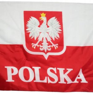 Flaga Polski z Godłem Orłem Orzeł DUŻA z napisem POLSKA 150x90cm 5