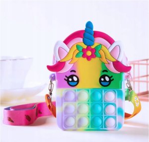 Urocza silikonowa torebka z funkcją Pop It  motyw jednorożca 2