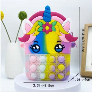 Urocza silikonowa torebka z funkcją Pop It  motyw jednorożca 5