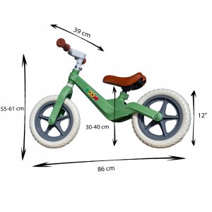 Rowerek Biegowy BOOM dla dzieci 2-5 lat Lekki Piankowe opony ZIELONY 11