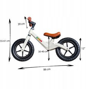 Rowerek Biegowy BOOM dla dzieci 2-5 lat Ultra Lekki Ergonomiczny BIAŁY 9