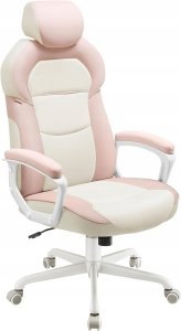 Fotel Gamingowy / Krzesło Biurowe / do 150 kg / Pastelowy róż / Regulowany 1