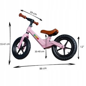 Rowerek Biegowy BOOM dla dzieci 2-5 lat Ultra Lekki Ergonomiczny RÓŻOWY 11