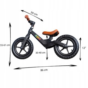 Rowerek Biegowy BOOM dla dzieci 2-5 lat Ultra Lekki Ergonomiczny CZARNY 11