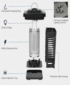 Lampa owadobójcza / Komary / Elektryczna / 4000 V / 20 W / Wodoodporna 4