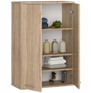 Szafka wisząca łazienkowa FIN 64 cm 2 drzwi 4 półki pojemna - dąb sonoma 2