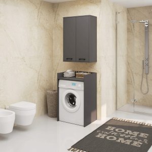 Szafka wisząca łazienkowa FIN 64 cm 2 drzwi 4 półki pojemna - grafit szary 4