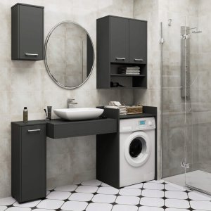 Szafka wisząca łazienkowa FIN 64 cm 2 drzwi 4 półki pojemna - grafit szary 5