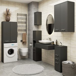 Szafka wisząca łazienkowa FIN 64 cm 2 drzwi 4 półki pojemna - grafit szary 6