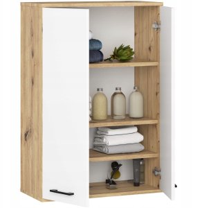 Szafka wisząca łazienkowa FIN 64 cm 2 drzwi 4 półki pojemna - artisan biała 2