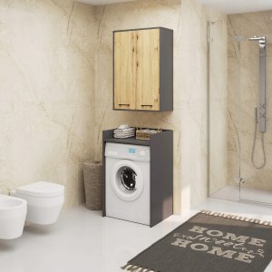 Szafka wisząca łazienkowa FIN 64 cm 2 drzwi 4 półki pojemna - grafit szary artisan 4