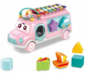 Duży Autobus Muzyczny Bus Dla Dzieci Sorter Klocków Cymbałki Grzechotka 5W1 6