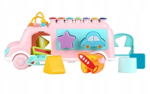 Duży Autobus Muzyczny Bus Dla Dzieci Sorter Klocków Cymbałki Grzechotka 5W1 8