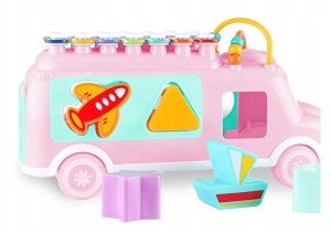 Duży Autobus Muzyczny Bus Dla Dzieci Sorter Klocków Cymbałki Grzechotka 5W1 10