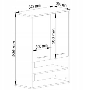 Szafka wisząca łazienkowa FIN 64 cm 2 drzwi 4 półki otwarta - sonoma biała 3