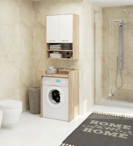 Szafka wisząca łazienkowa FIN 64 cm 2 drzwi 4 półki otwarta - sonoma biała 4