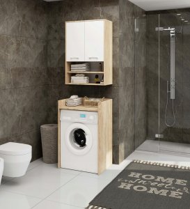 Szafka wisząca łazienkowa FIN 64 cm 2 drzwi 4 półki otwarta - sonoma biała 5