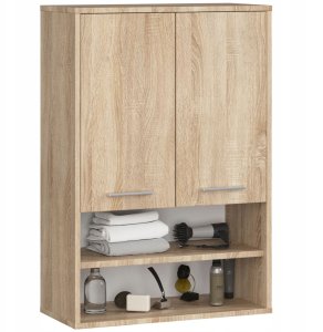Szafka wisząca łazienkowa FIN 64 cm 2 drzwi 4 półki otwarta - dąb sonoma 1