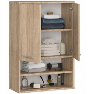 Szafka wisząca łazienkowa FIN 64 cm 2 drzwi 4 półki otwarta - dąb sonoma 2