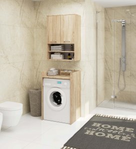 Szafka wisząca łazienkowa FIN 64 cm 2 drzwi 4 półki otwarta - dąb sonoma 4