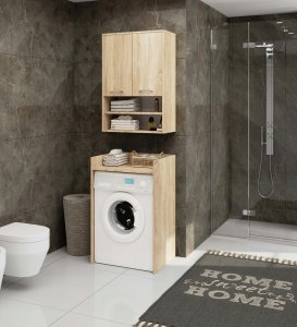 Szafka wisząca łazienkowa FIN 64 cm 2 drzwi 4 półki otwarta - dąb sonoma 5