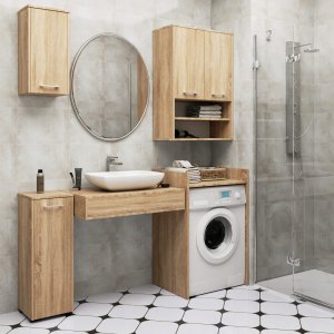 Szafka wisząca łazienkowa FIN 64 cm 2 drzwi 4 półki otwarta - dąb sonoma 8