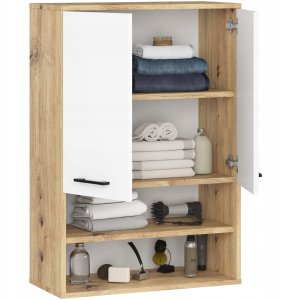 Szafka wisząca łazienkowa FIN 64 cm 2 drzwi 4 półki otwarta - artisan biała 2