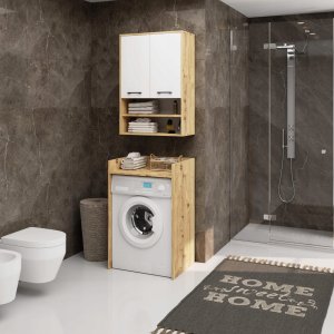 Szafka wisząca łazienkowa FIN 64 cm 2 drzwi 4 półki otwarta - artisan biała 4