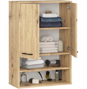 Szafka wisząca łazienkowa FIN 64 cm 2 drzwi 4 półki otwarta - dąb artisan 2