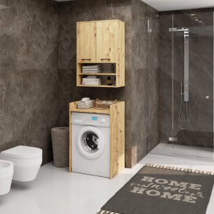 Szafka wisząca łazienkowa FIN 64 cm 2 drzwi 4 półki otwarta - dąb artisan 4