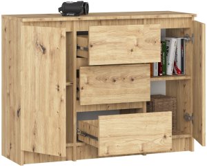 Komoda do salonu 101 cm 2 drzwi 3 szuflady 4 półki pojemna - dąb artisan 2