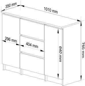 Komoda do salonu 101 cm 2 drzwi 3 szuflady 4 półki pojemna - dąb artisan 3