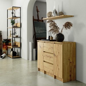 Komoda do salonu 101 cm 2 drzwi 3 szuflady 4 półki pojemna - dąb artisan 6