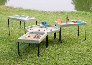 MASTERKIDZ Sześciokątny Stolik Do Zabawy Piaskiem i Wodą Regulowany 11
