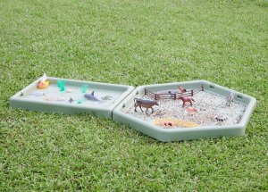 MASTERKIDZ Sześciokątny Stolik Do Zabawy Piaskiem i Wodą Regulowany 8