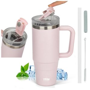 Kubek termiczny Supero 1200 ml ze słomką teleskopową, różowy 1