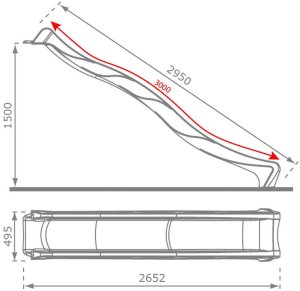 Ślizg fala antracytowy 3m do platformy 150cm 2