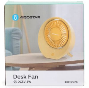 Przenośny wentylator stołowy, 4 łopatki, 3 prędkości, 1200 mAh 5V/USB 7