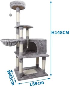 Wielofunkcyjny drapak dla kota 89x45x148cm z hamakiem i altanką 6