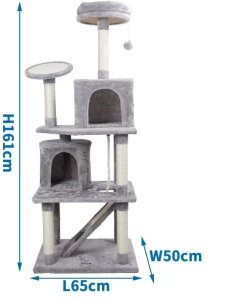 Wielofunkcyjny drapak dla kotów 65x50x161cm z legowiskami i altanką 5