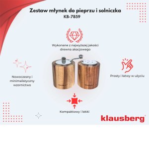 Młynek do przypraw Klausberg AKACJOWY MŁYNEK DO PIEPRZU + SOLNICZKA KLAUSBERG KB-7859 4