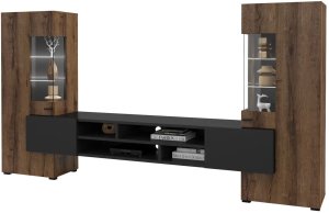 Meblościanka COBY dąb monastery/czarna HELVETIA 2