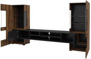 Meblościanka COBY dąb monastery/czarna HELVETIA 3