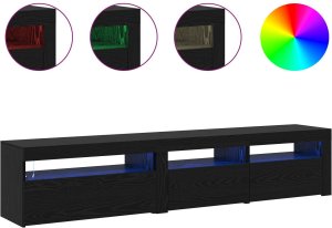 vidaXL Zestaw 2 szafek z oświetleniem LED Dąb czarny Drewno imitujące, Stojak na telewizor z oświetleniem LED - Dąb czarny - 75x35x40 cm - Wykonany z drewna imitującego 4