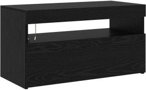 vidaXL Zestaw 2 szafek z oświetleniem LED Dąb czarny Drewno imitujące, Stojak na telewizor z oświetleniem LED - Dąb czarny - 75x35x40 cm - Wykonany z drewna imitującego 7