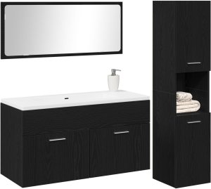vidaXL Zestaw mebli łazienkowych 3-częściowy czarny dąb 3