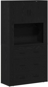 vidaXL Wysoka szafka Czarny dąb 80x33x150 cm Drewno kompozytowe 2