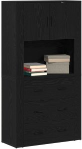 vidaXL Wysoka szafka Czarny dąb 80x33x150 cm Drewno kompozytowe 3
